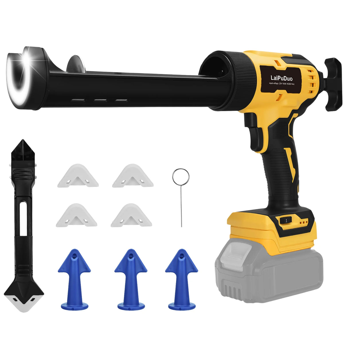 Electric Caulking Gun Glass Glue Gun 6 Speeds 10oz Cordless Silicone Gun Filling Sealing Caulking Tools for Dewalt 20V Battery