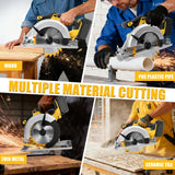 6.5Inch Brushless Electric Circular Saw 1000W Handheld Power Wood Saw Cordless Woodworking Cutting For Dewalt 20V Battery Pin