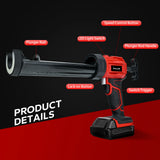 Electric Caulking Gun Cordless Glass Glue Gun 4-Speeds 10oz/300ml Silicone Gun Filling Sealing for Milwaukee 18V Battery Pin