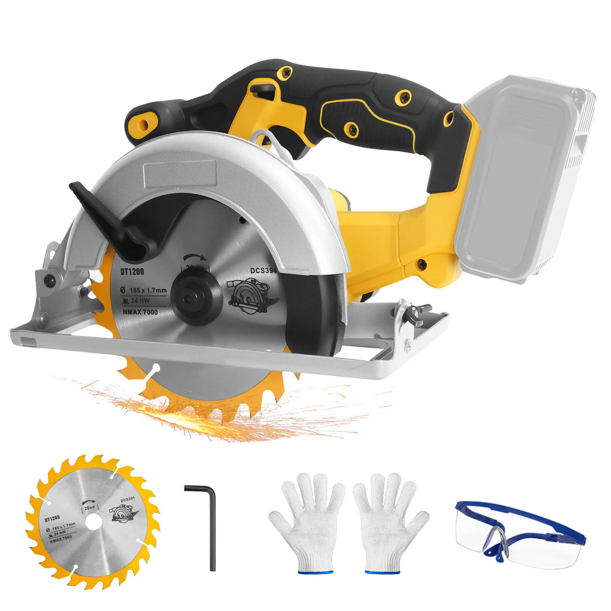 6.5Inch Brushless Electric Circular Saw 1000W Handheld Power Wood Saw Cordless Woodworking Cutting For Dewalt 20V Battery Pin