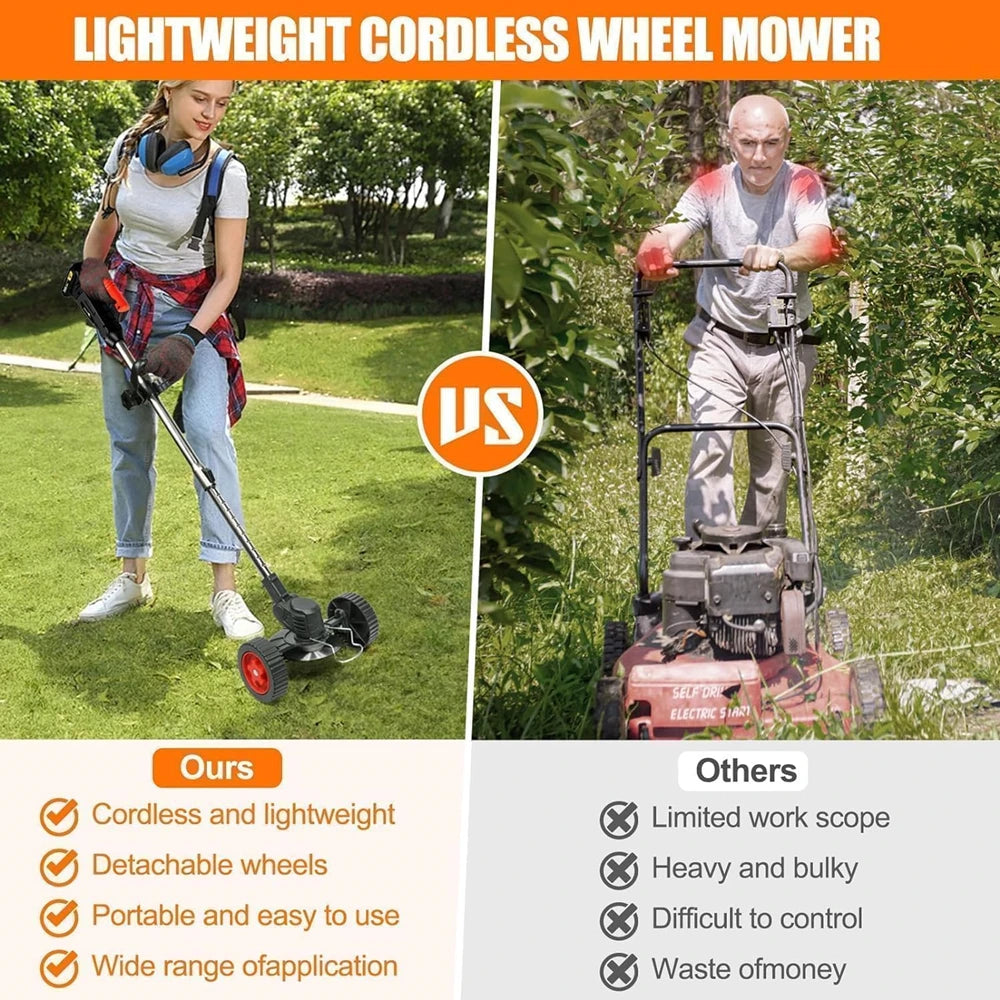 1850W Electric Lawn Mower Length Adjustable Handheld Cutter Cordless Garden Grass Cutting Trimmer For Makita 18V Battery