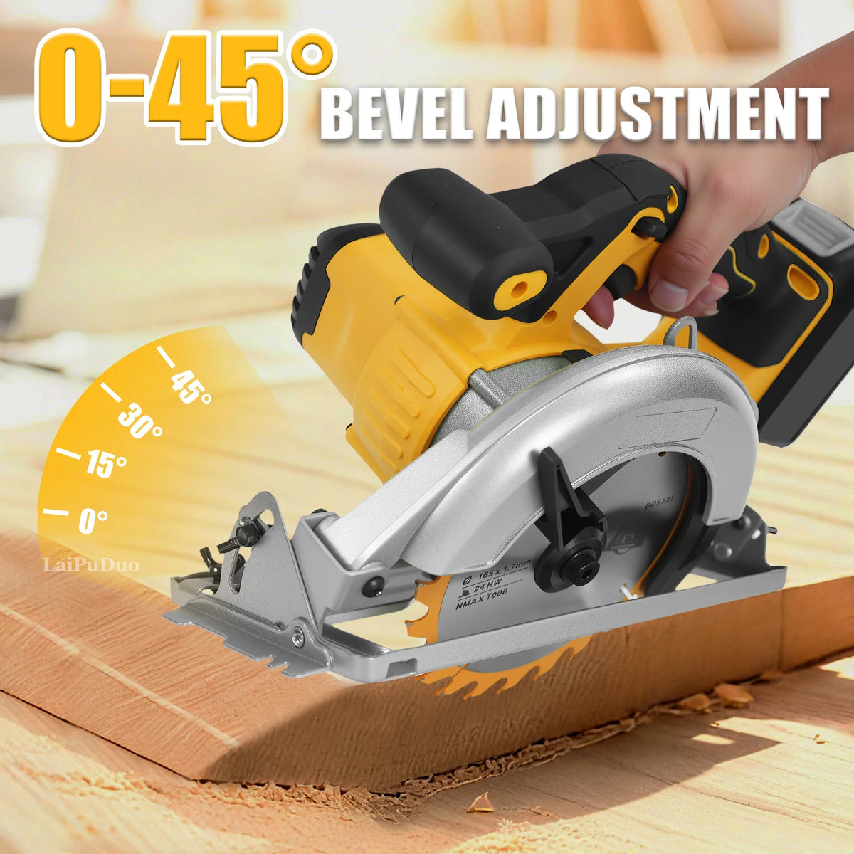 6.5Inch Brushless Electric Circular Saw 1000W Handheld Power Wood Saw Cordless Woodworking Cutting For Dewalt 20V Battery Pin