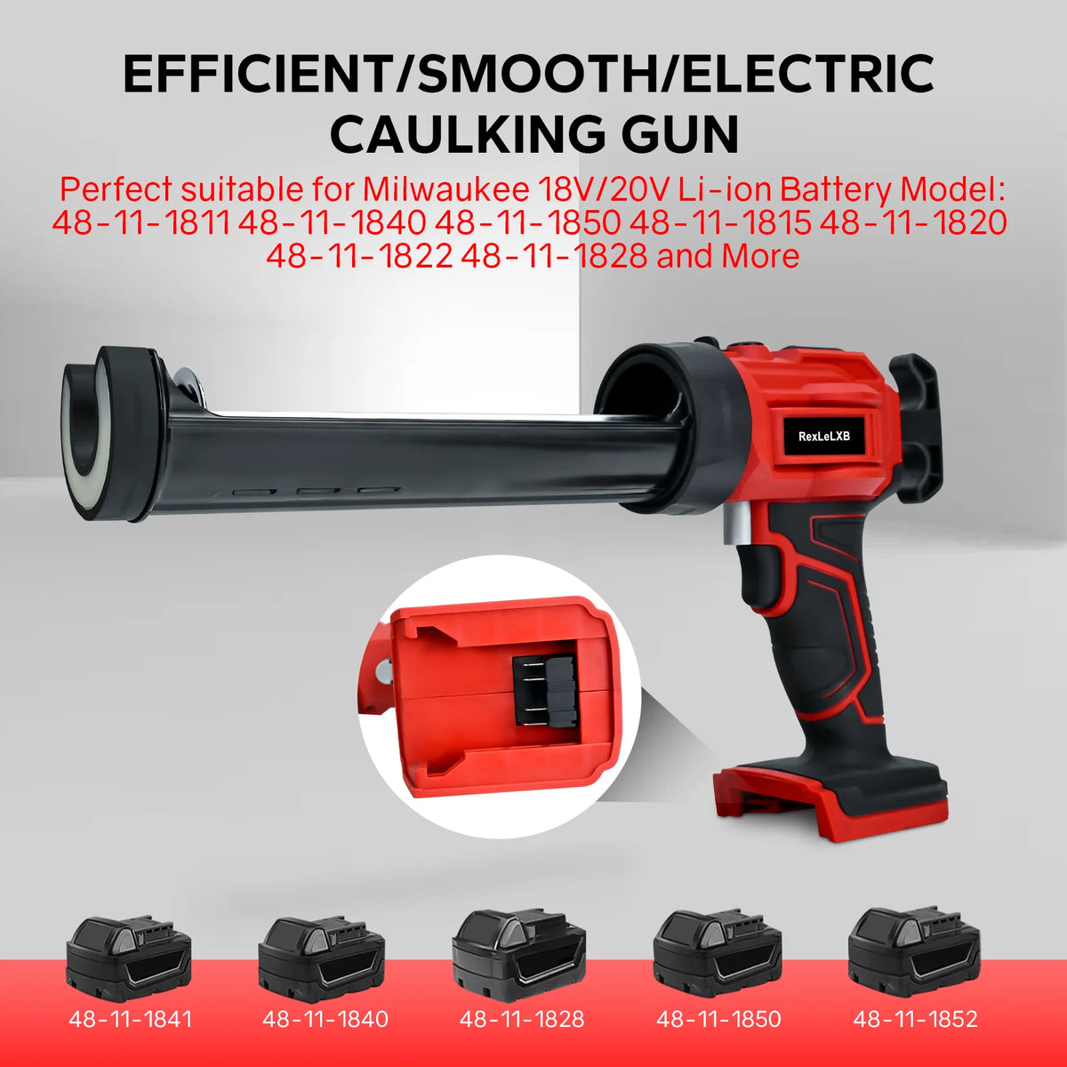 Electric Caulking Gun Cordless Glass Glue Gun 4-Speeds 10oz/300ml Silicone Gun Filling Sealing for Milwaukee 18V Battery Pin