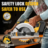 6.5Inch Brushless Electric Circular Saw 1000W Handheld Power Wood Saw Cordless Woodworking Cutting For Dewalt 20V Battery Pin