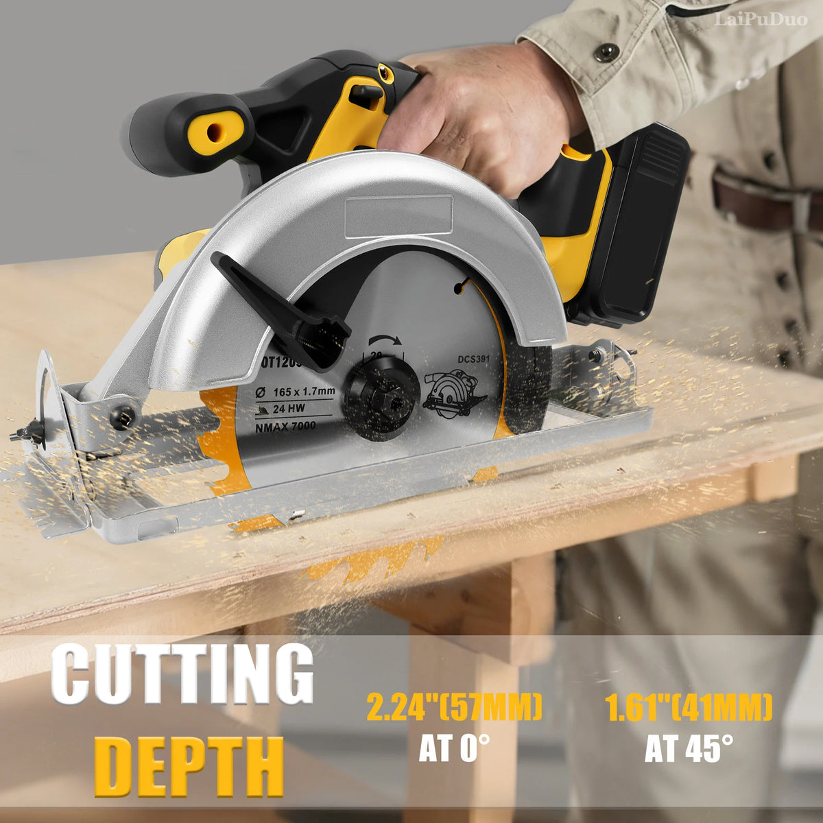 6.5Inch Brushless Electric Circular Saw 1000W Handheld Power Wood Saw Cordless Woodworking Cutting For Dewalt 20V Battery Pin