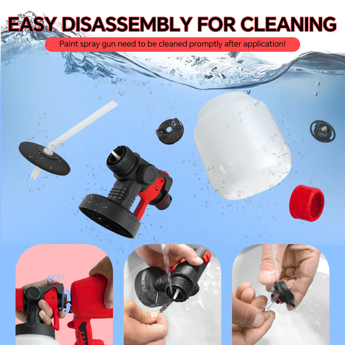 800ML Electric Spray Gun Cordless Paint Sprayer Auto Furniture Cabinets House Painting Easy to Clean for Milwaukee 18V Battery