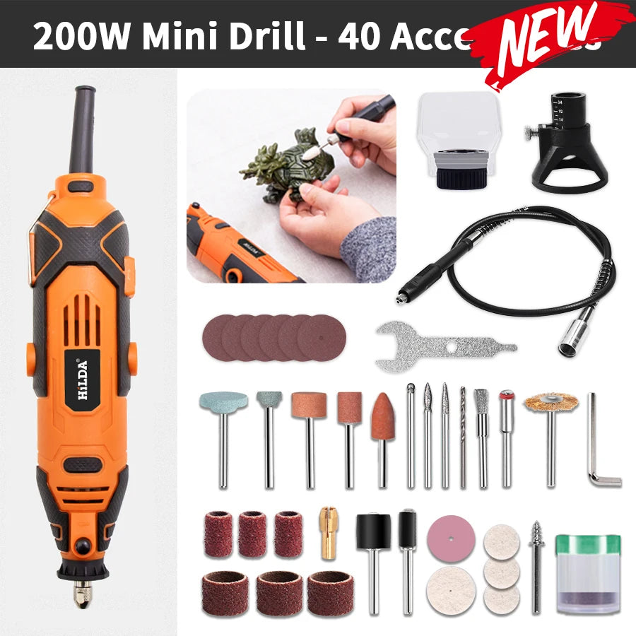 HILDA Electric Drill Grinder Engraving Pen Mini Drill Electric Rotary Tool Grinding Machine Accessories Power Tool