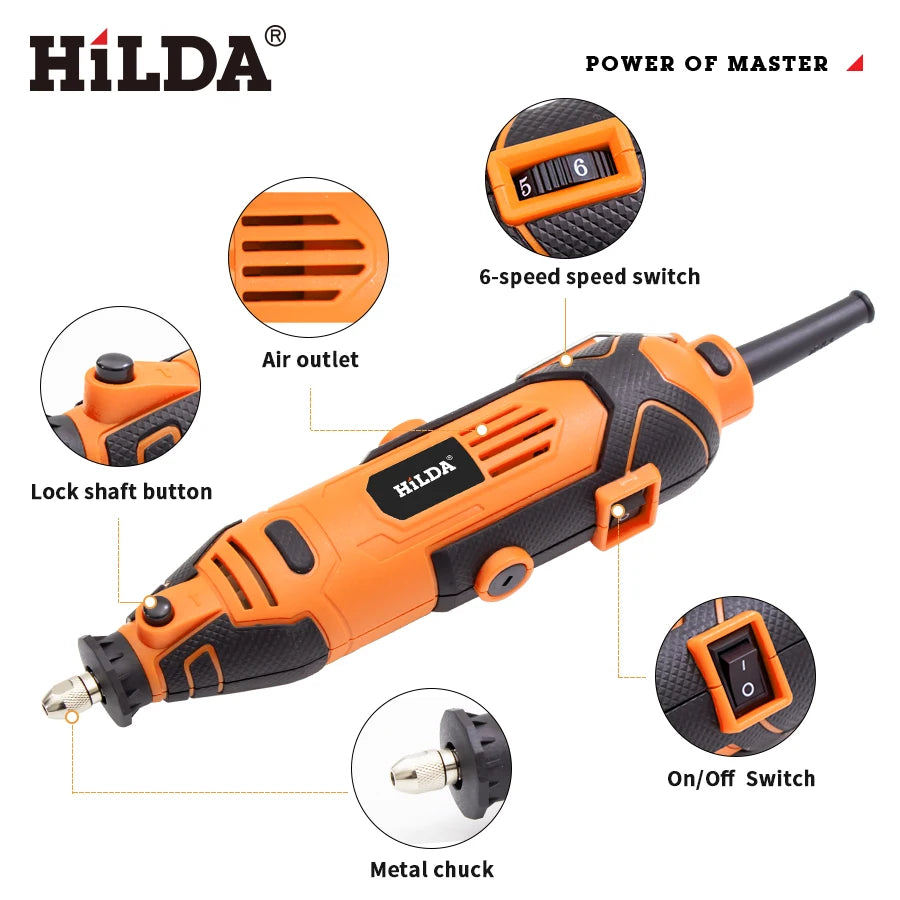 HILDA Electric Drill Grinder Engraving Pen Mini Drill Electric Rotary Tool Grinding Machine Accessories Power Tool