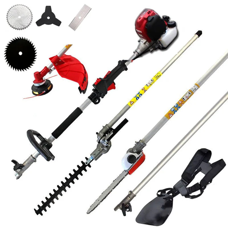 New Powerful Brush Cutter Grass Strimmer 6in1 with FKGX50 4 Stroke Petrol Engine Multi Brush Strimmer Hedge Trimmer Tree Cutting