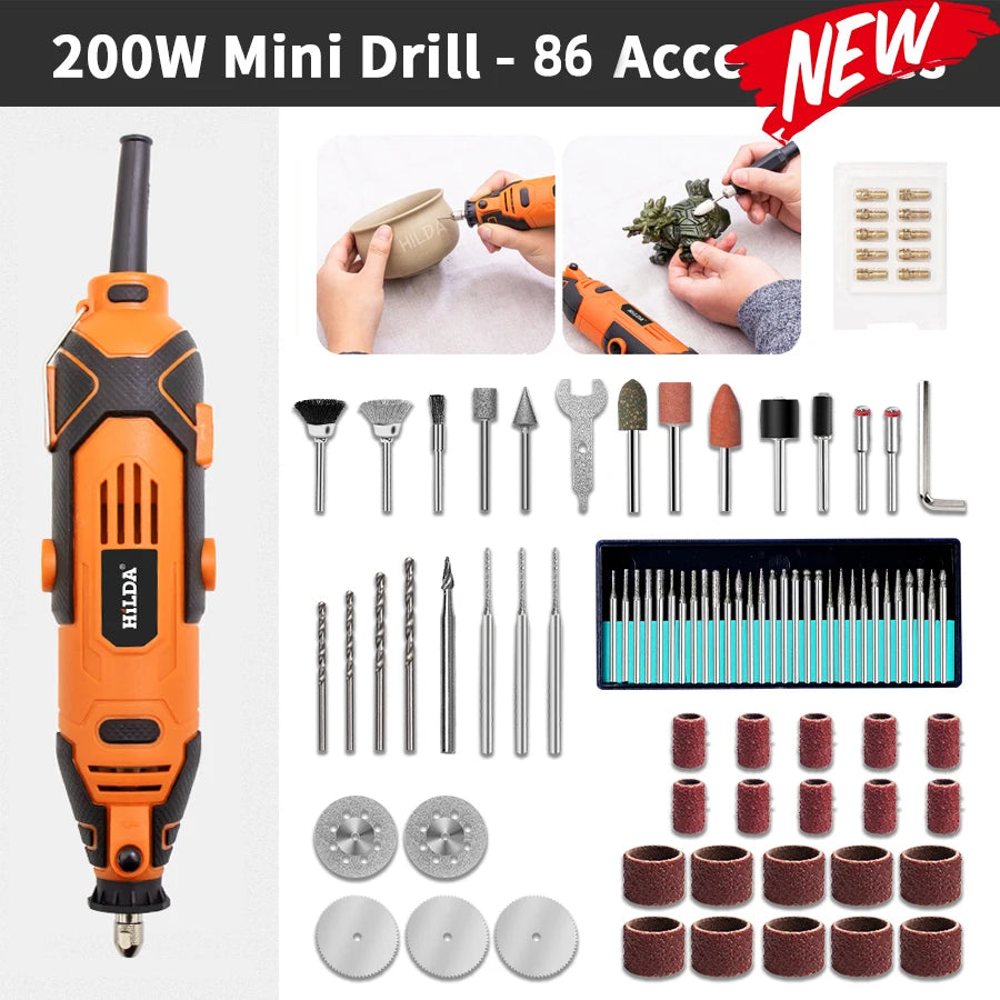 HILDA Electric Drill Grinder Engraving Pen Mini Drill Electric Rotary Tool Grinding Machine Accessories Power Tool