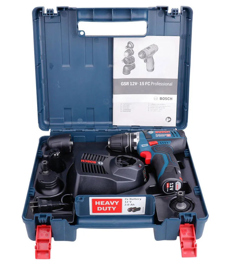 Bosch Professional 12V GSR 12V-15 FC Cordless Drill Electric Drill Wireless Power Driver with 4 FlexiClick Adapters Power tool