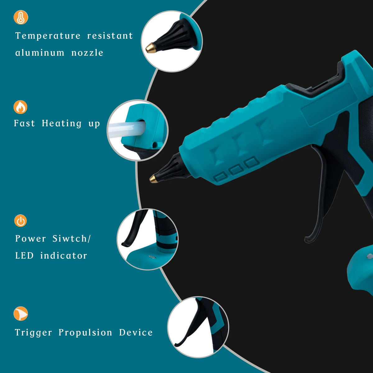 Mellif 100W Cordless Hot Glue Gun for Makita 18V LXT Battery BL1830 BL1840 Full Size DIY Electric Heat Repair Tool (Tool Only)