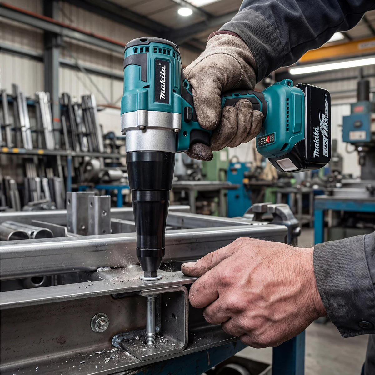 Makita Brushless Cordless Electric Rivet Gun 3.2-4.8mm ,18V Battery for Stainless Steel Aluminum Rivets DIY & Industrial