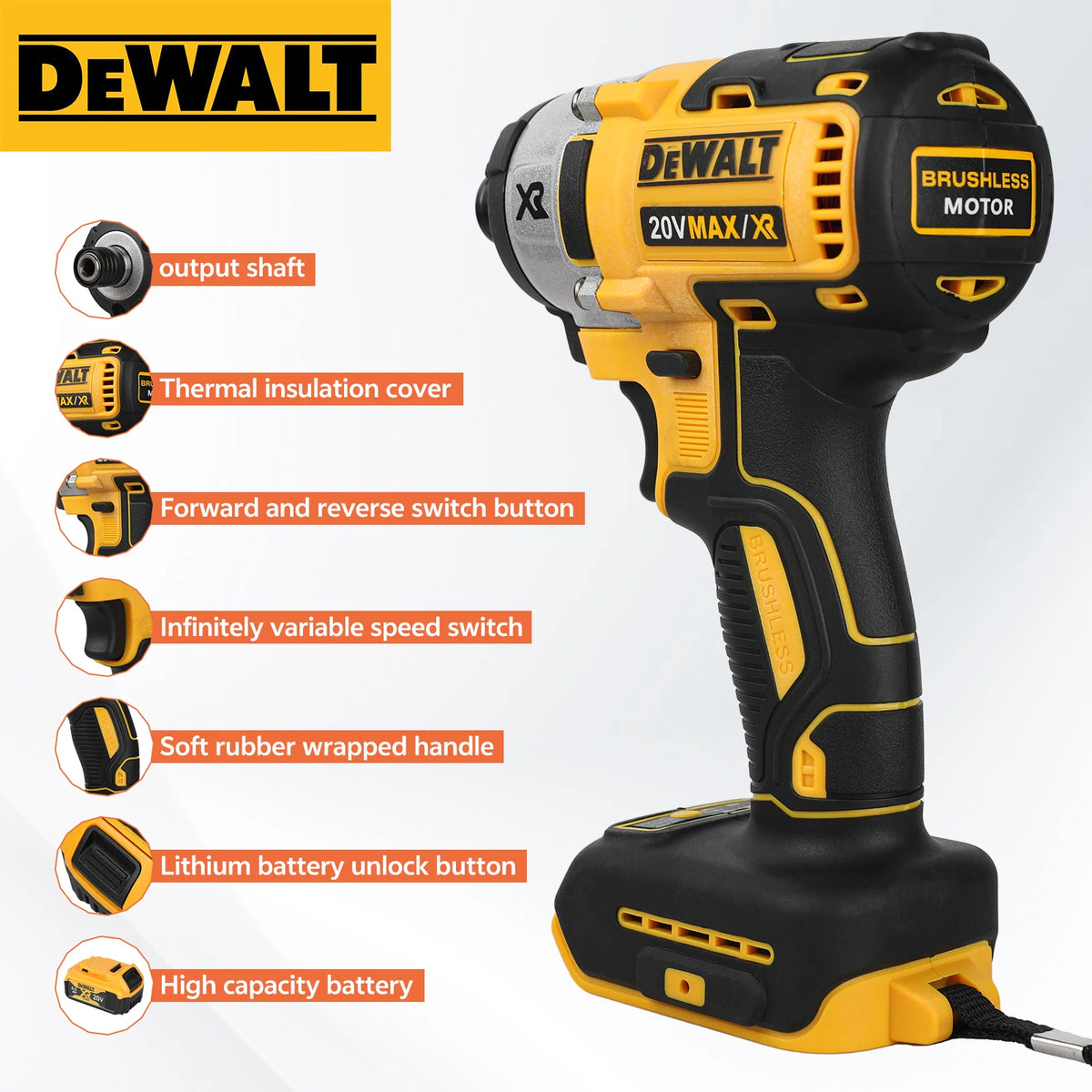 DeWalt DCF887 20V Cordless Brushless Impact Screwdriver Adjustable Speed Electric Power Tool with Lithium Battery