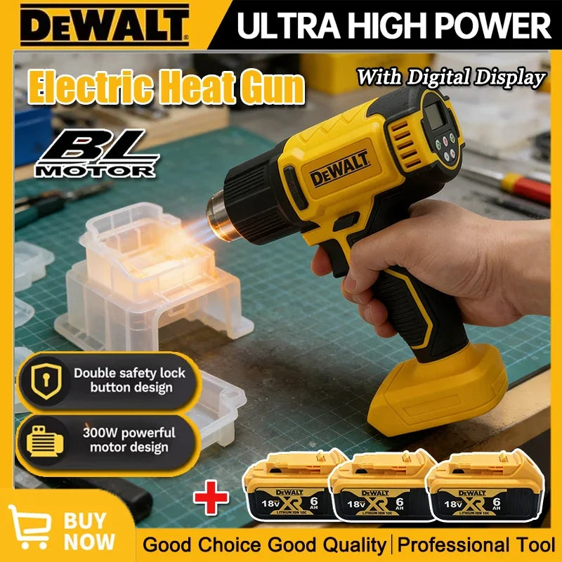 Dewalt Digital Display Electric Air Guns Cordless Heat Gun With 3 Nozzles Industrial Shrink Wrapping Hot Air Gun for 20V Battery