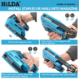 HILDA Electric Nail Gun Portable Furniture Pneumatic Gun Nail Gun DIY Tools 2 in1 Air Nail Gun with 2000pcs Staples LED Light