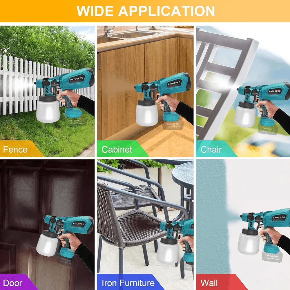 Cordless Electric Spray Gun HVLP Paint Sprayer Auto Furniture Wall Steel Coating Airbrush For Makita 18V Battery(No Battery)