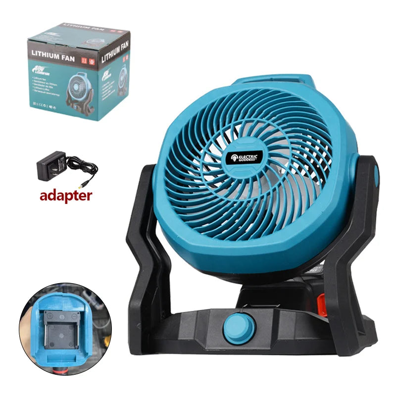 180 Degrees Rotary Outdoor Electric Fan Lithium Battery Drive Battery And Line Dual Use For Family Outdoor Fishing Camping