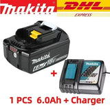 100% Original Makita 18V 6.0Ah Li-Ion Battery, Rechargeable Replacement Battery for BL1830B BL1840B BL1850B BL1860B Power Tools