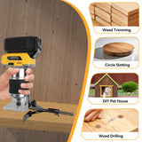Cordless Wood Router 800W 30000RPM Brushless Electric Trimmer Woodworking Trimming Machine for Dewalt 20V Battery (No Battery)