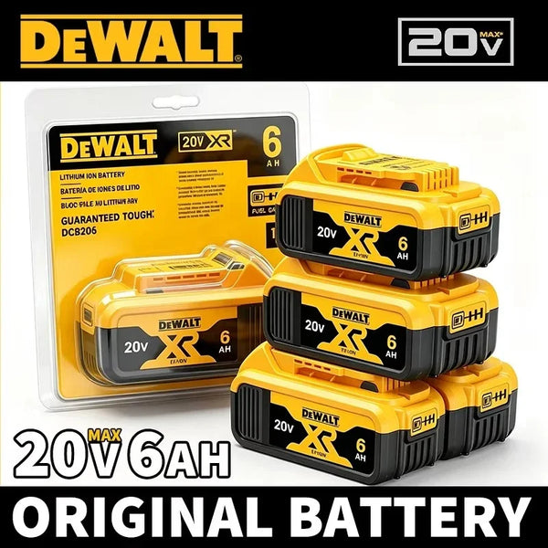 100% DEWALT Original 18V 20V 6.0AH 5Ah, DCB206, DCB205 With Fast Charging, 20V Lithium Battery, Power Tool Battery 20V Dewalt