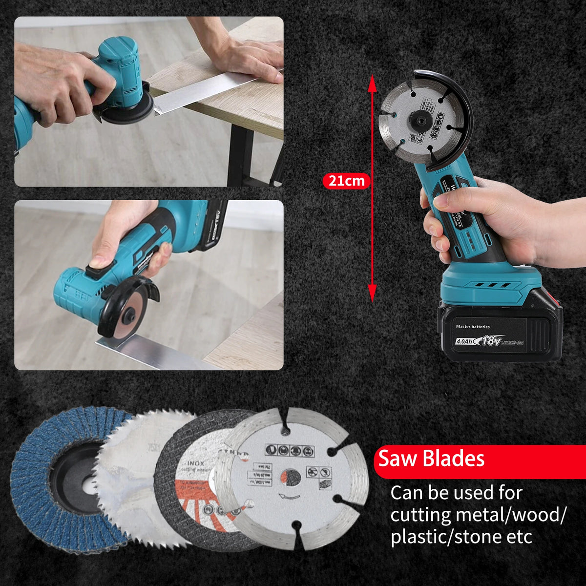 Heimerdinger 18V Brushless Mini Angle Grinder Kit,Cordless Grinding Tool,19000rpm Compact Power Handheld Cutter, No battery