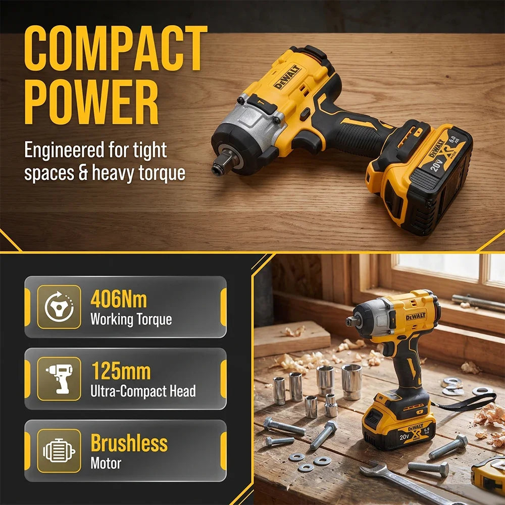DEWALT DCF922 Atomic 20V Maximum Cordless Wrench 1/2 inch Cordless Impact Wrench Variable Speed Charging Wrench