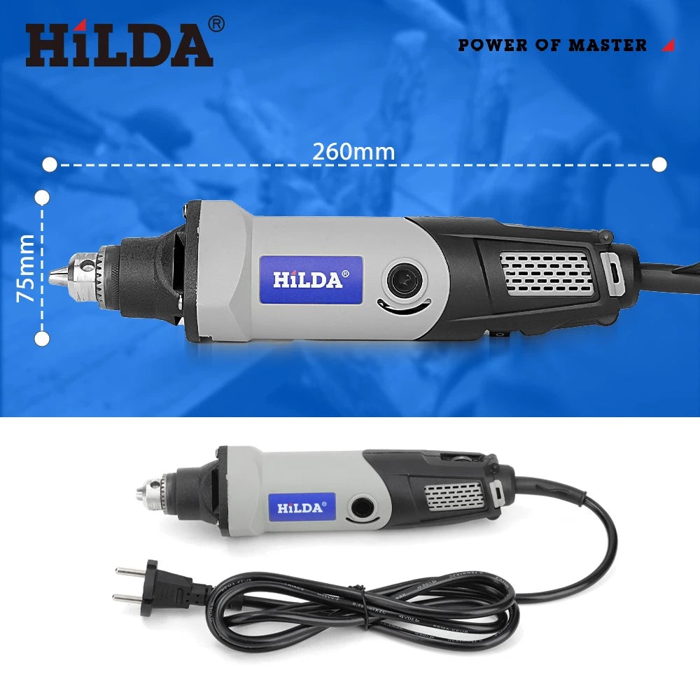 HILDA 400W Rotary Tool 6 Position Grinding Tools Mini Drill Electric Grinder Power Tools Variable Speed Mini Grinding Machine