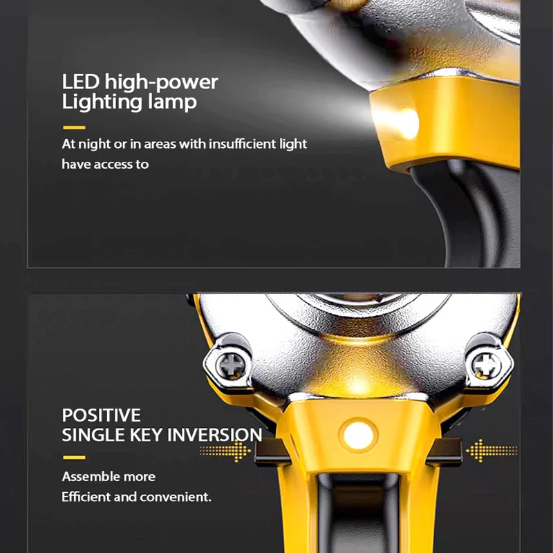 Electric Goddess 1/2in High Torque Electric Wrench 700N Brushless Cordless Impact Wrench Power Tool For Dewalt 20V Battery Pin