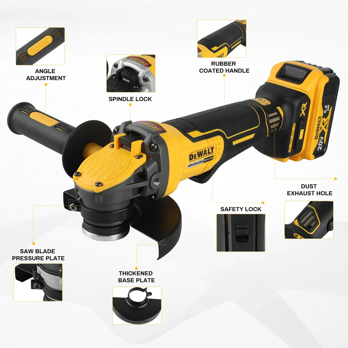 DEWALT DCG416 20V MAX 4-1/2" Brushless Grinder 9000RPM Perform & Protect Kickback Brake E-Clutch Tool Only