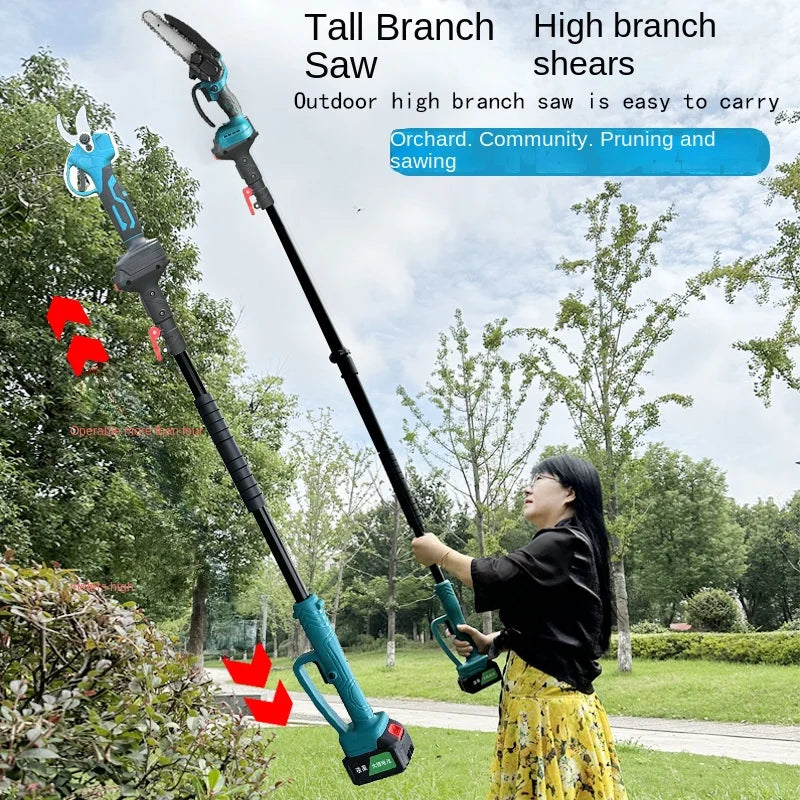 6-Inch Electric Chain Saw, 2.5cm Electric Pruning Shears, 1.7m Telescopic Extension Rod Asta Telescopica Per Potatura A Batteria