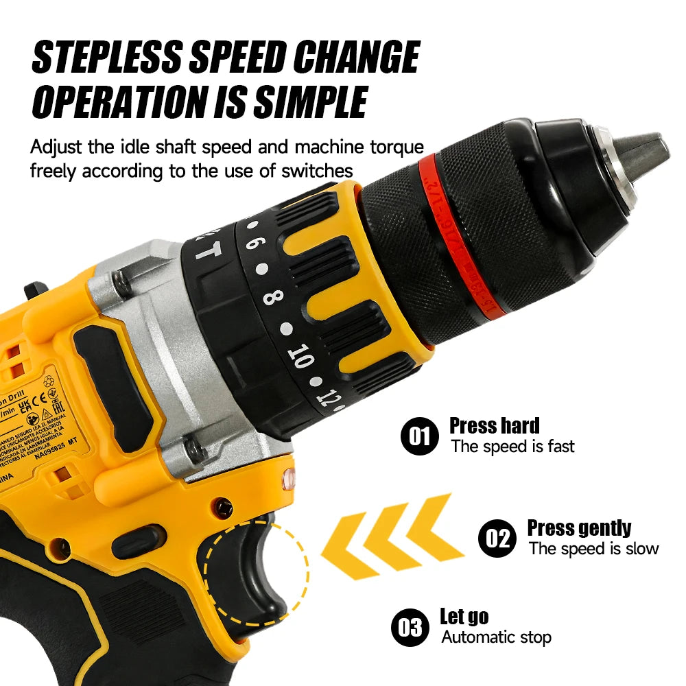 M-WALK DCD791 Brushless Electric Drill 13mm Cordless Screwdriver Rechargeable Impact Driver Tools For Dewalt 18/20V Battery Pins