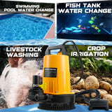 Portable Submersible Clean Water Pump with 10M Water Pipe Aquarium Irrigation Household Pumping Pump For Dewalt 20V Battery Pin