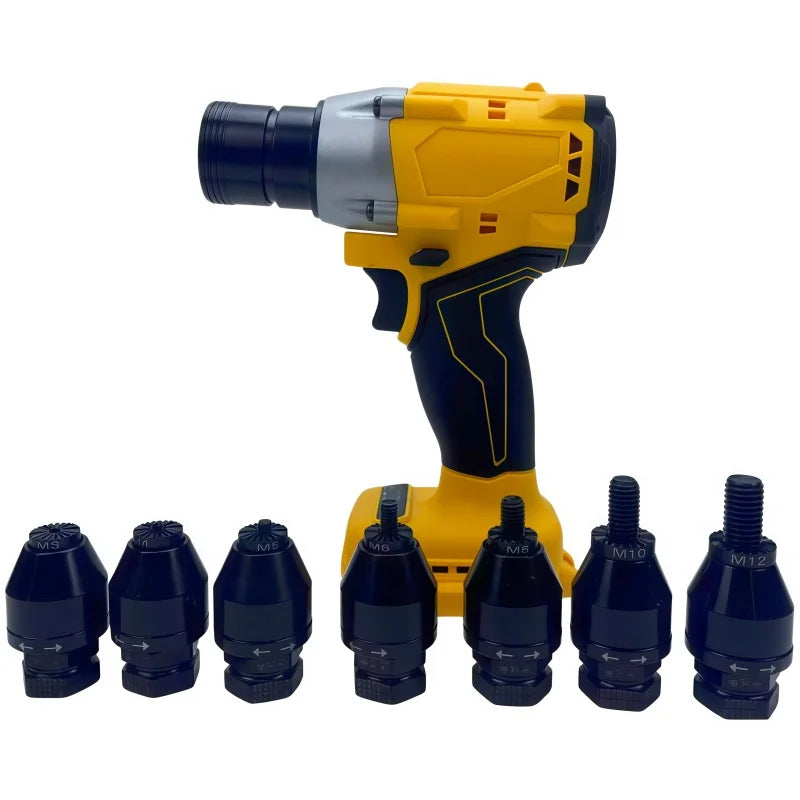 Brushless Cordless Rivet Nut Gun for DeWalt 20V Battery Electric Nut Riveter Kit with 6 Mandrels for Sheet