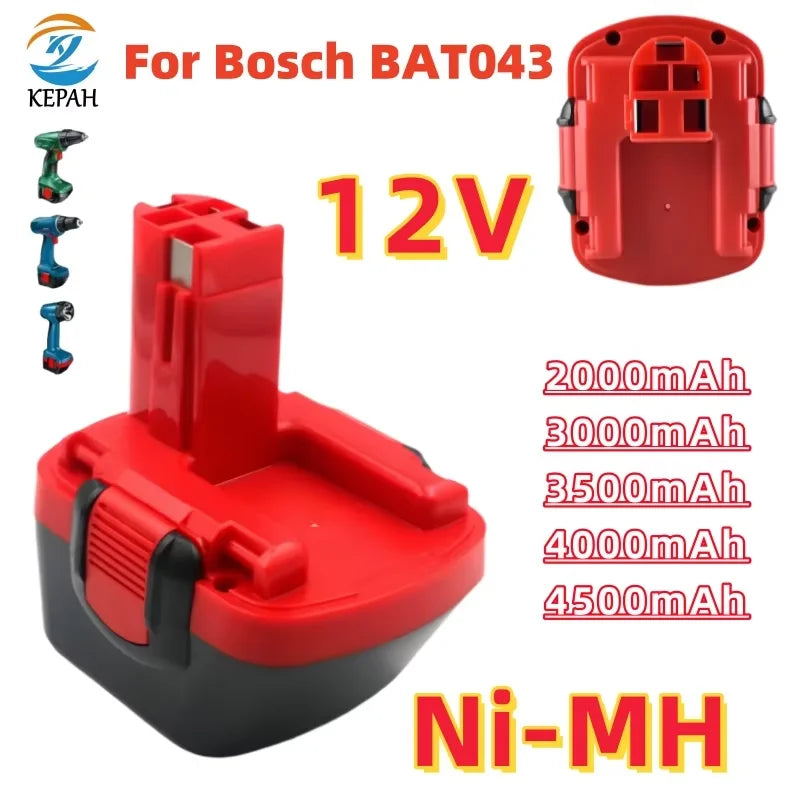 BAT043 BAT045 BAT120 4500mAh Nimh Ni-MH 12V Rechargeable Replacement Battery for Bosch 12 V Drill GSR12VE-2 PSR12VE-2 2607335273