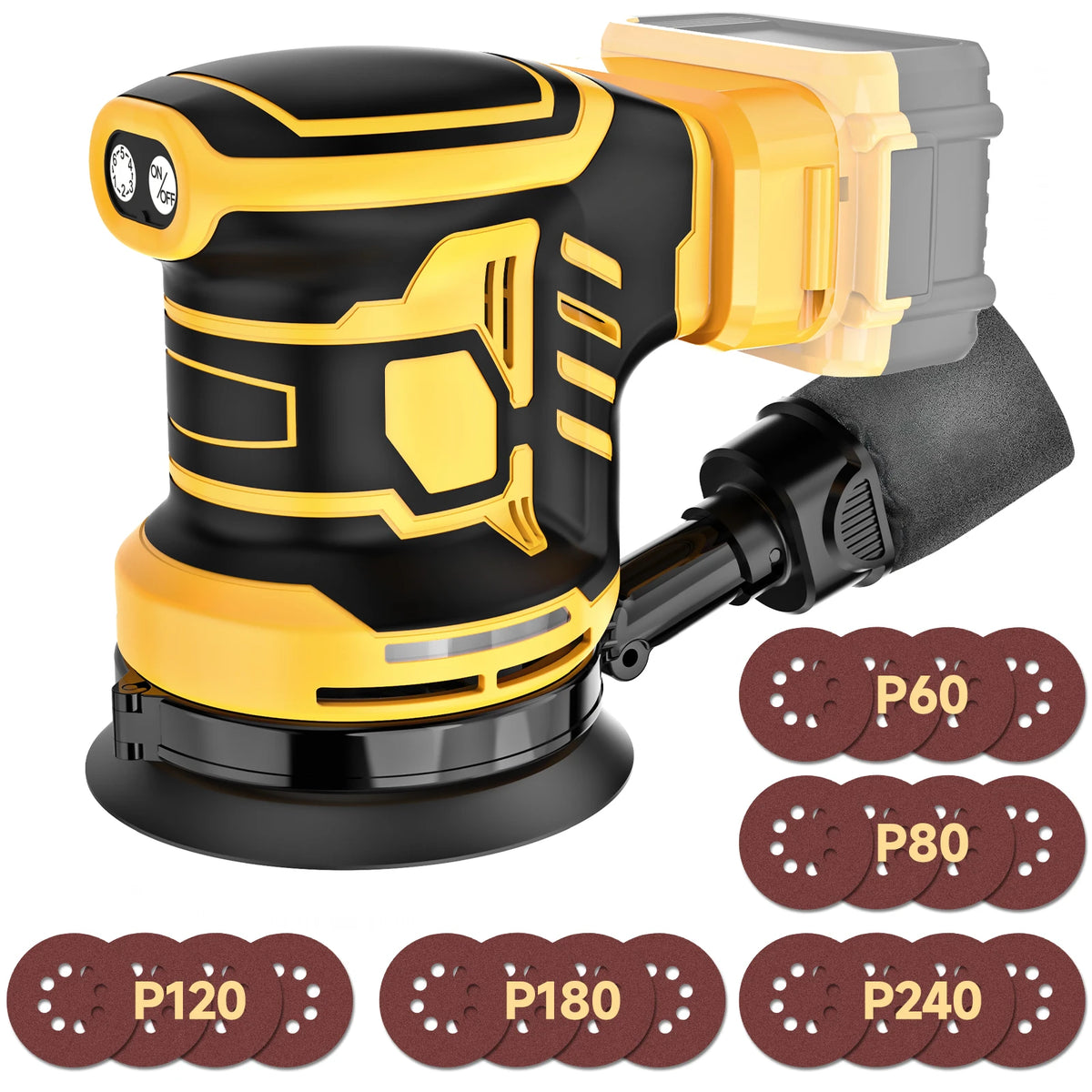 125MM 6 Gear Electric Orbital Sander Cordless Random Orbital Sander for Woodworking Putty Polishing Tool For Dewalt Battery