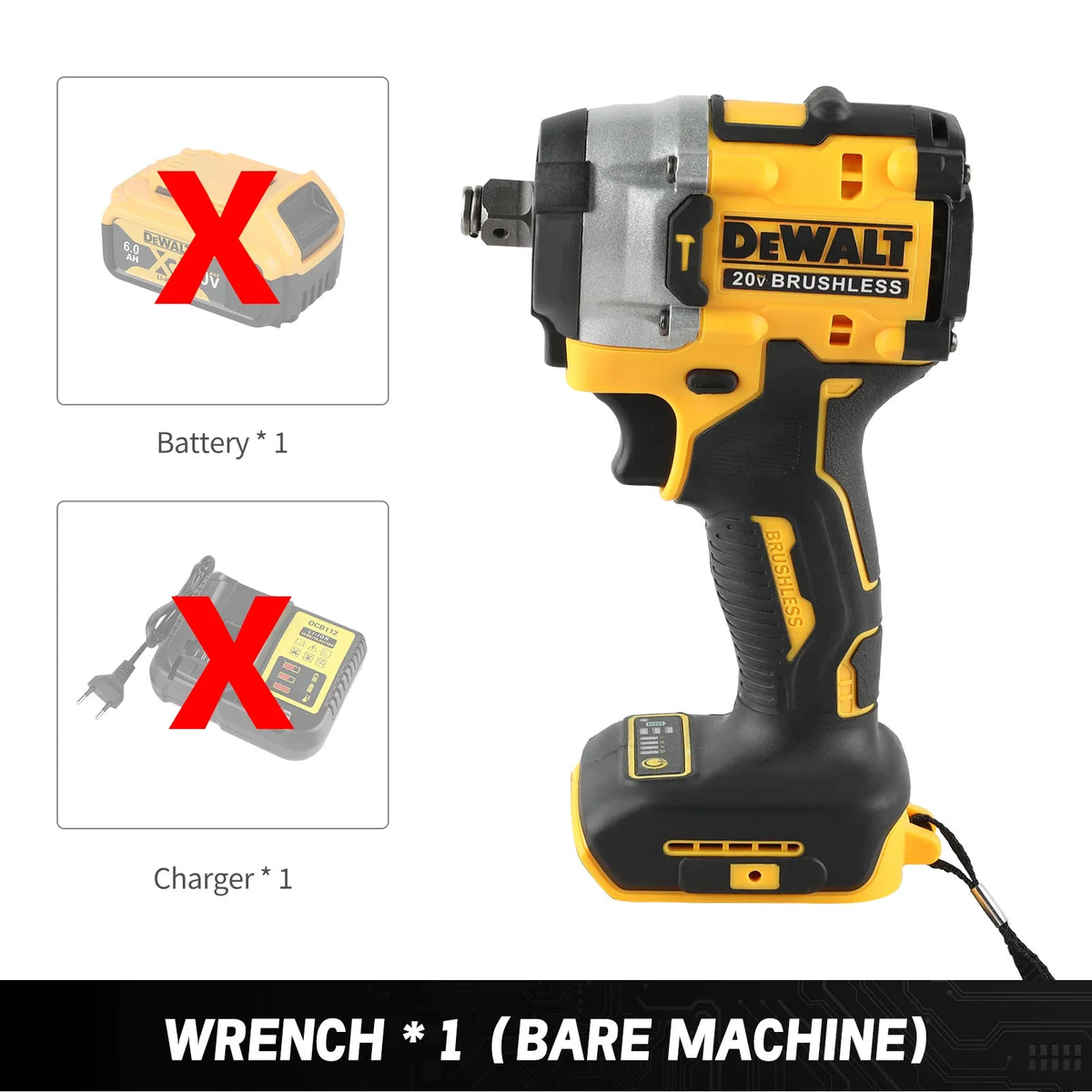DeWALT DCF921 20V Cordless Brushless Impact Wrench, Compact Mini Body, 1/2 Inch Square Drive, Lightweight for Auto Tire Repair