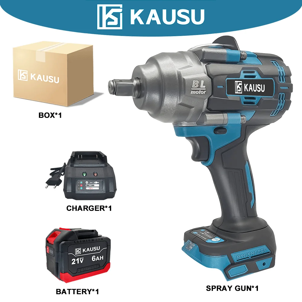 KAUSU 1/2 Inch Electric Impact Wrench Brushless Max 2500N.m Cordless Rechargable Wrench Power Tool For Makita 18V Battery