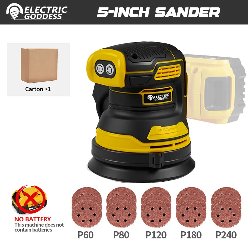 Electric Goddess Brushless Sander Disc 8000rpm For Dewalt 20V Battery Cordless Woodworking Sanding Putty Polishing Power Tool ﻿