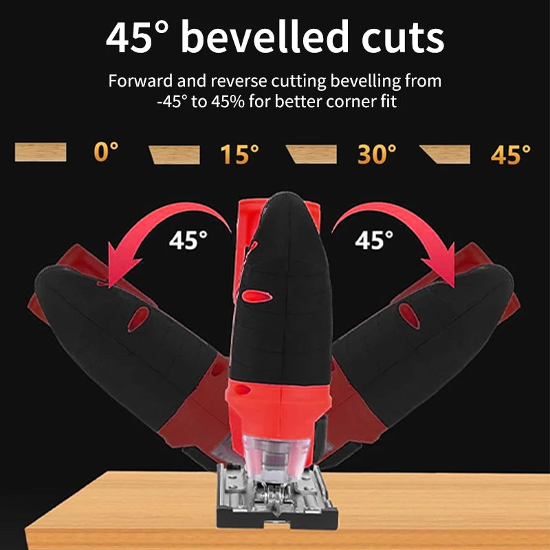 Mamidw 3000RPM Curve Saw Cordless Electric Jig Saw Portable Adjustable Woodworking Power Tool For 18v Battery