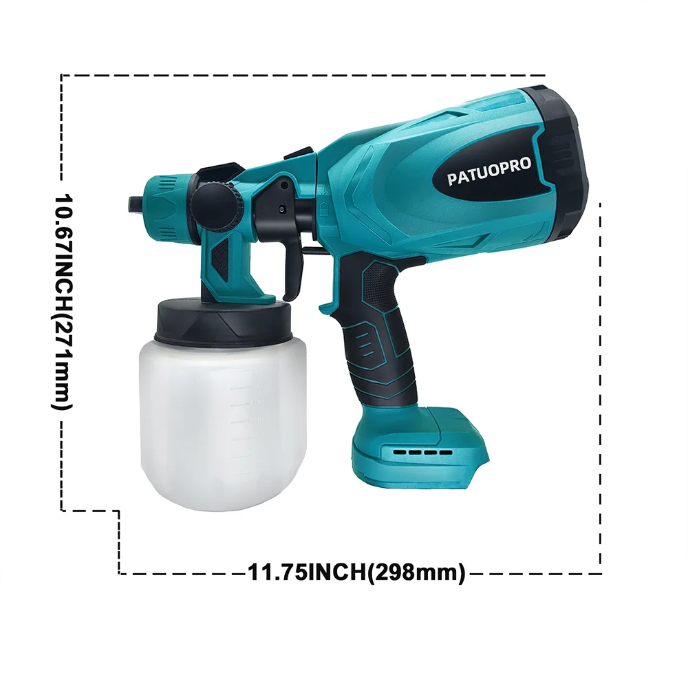 Electric Cordless Paint Sprayer Gun for Wood Fence Furniture Cabinets Walls Fit Makita 18v Battery (without Battery)