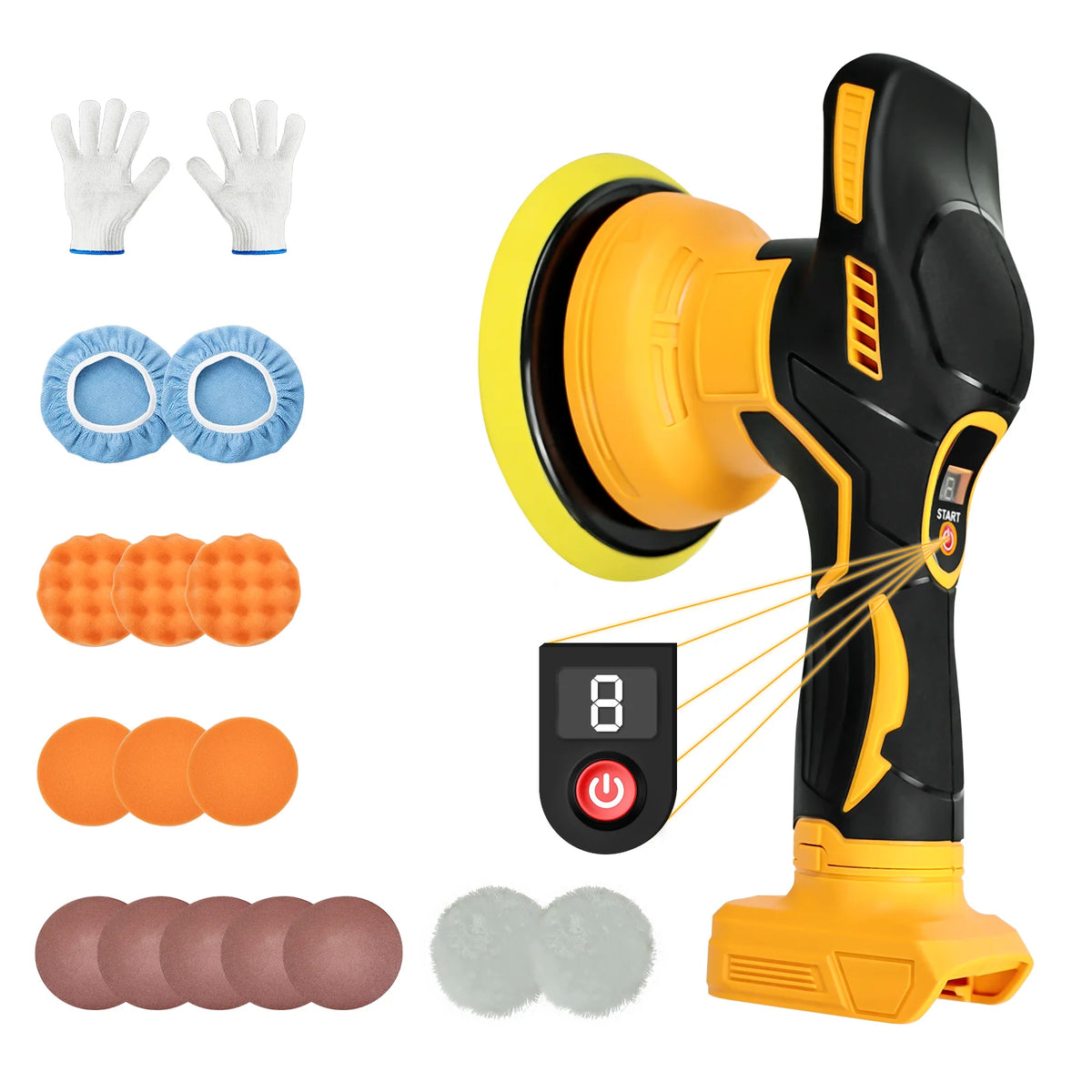 Cordless Car Buffer Polisher For Dewalt 20V Battery 8-Speeds Car Polishing For Car Detailing/Polishing/Waxing/Scratch Removing