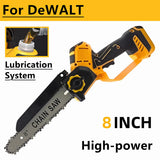 Brushless Chain Saw 8 Inch 3000W Lubrication System Safety Hand Guard Electric Chainsaw Power Tools For DeWALT 20V Battery