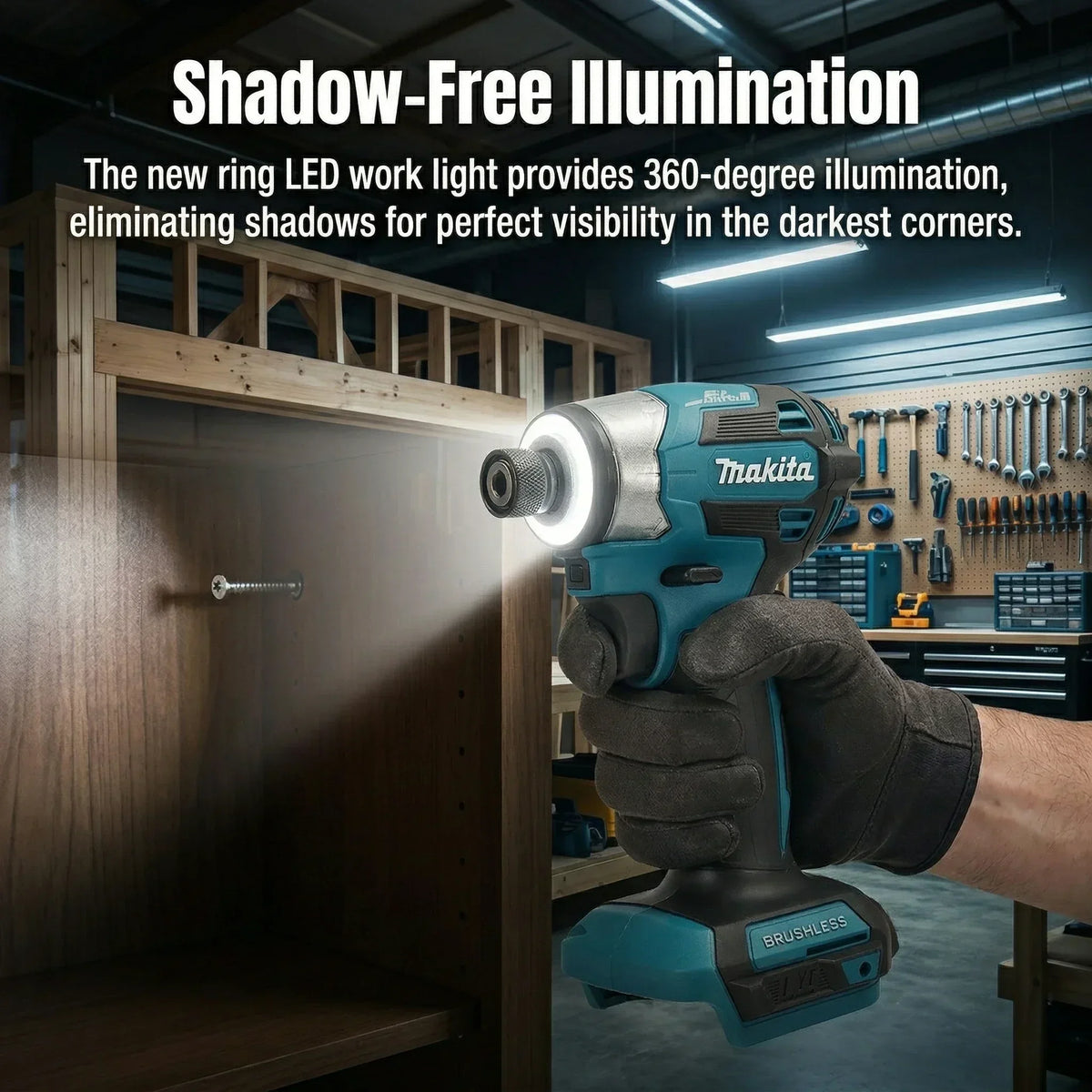 Makita 18V Brushless Bare Unit DTD173 Impact Driver T Mode LED For Driving Lag Screws During Backyard Pergola Frame Assembly