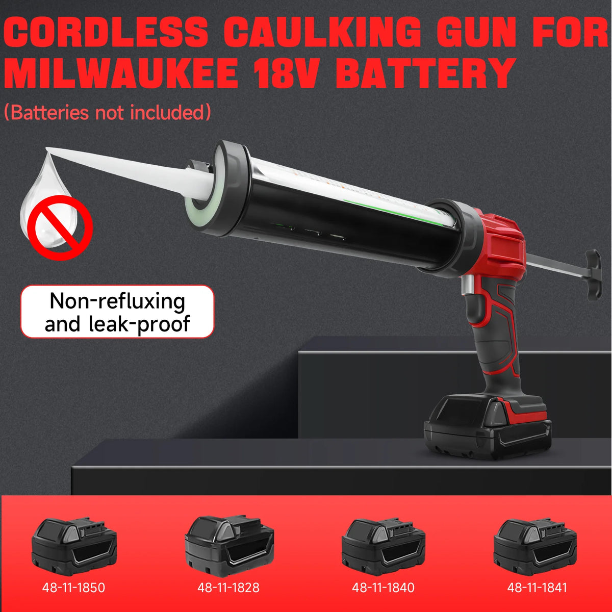 10oz/300ml Electric Caulking Gun for Milwaukee 18V Battery 4 Speeds Silicone Caulking Tools Dripless Caulk Adhesive Gun