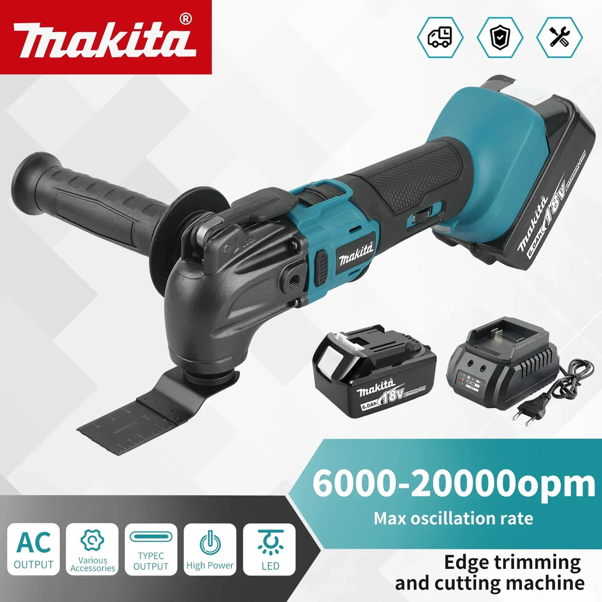 Makita DTM51 Oscillating Multi-Tool Variable Speed Control 6 Levels For Wood Metal Plastic Cutting and Trimming tools