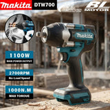 Makita DTW700 18V Brushless Cordless Impact Wrench 1000N·m 1/2 Inch Drive for Truck Tire Removal Suspension Bolt Fastening Home