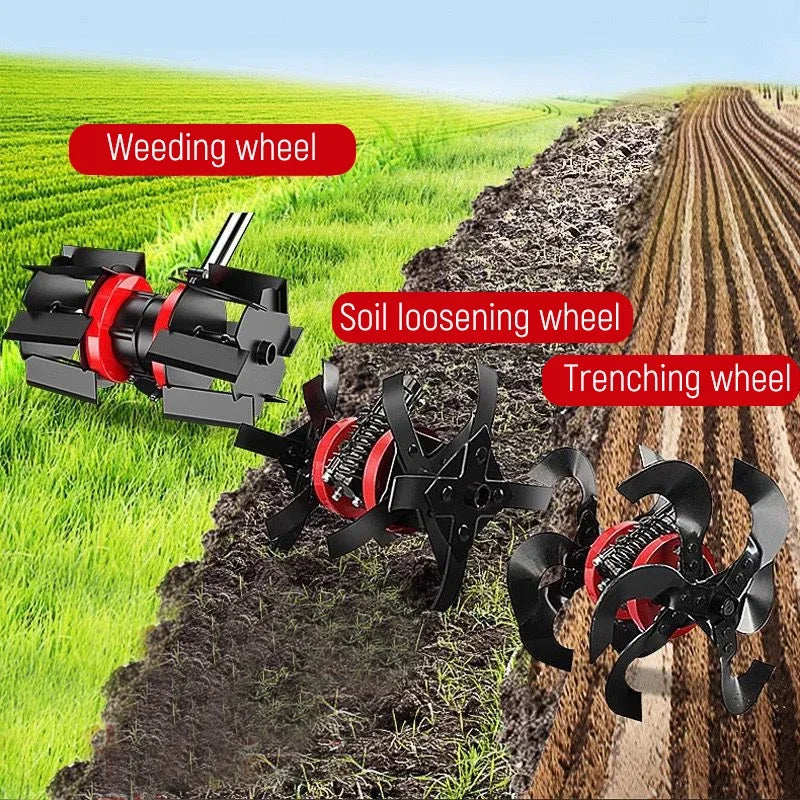 High Efficiency Tiller Wheel Weeding Wheel Deep Trenching Wheel Garden Tiller Accessory Cultivator Blade Soil Tool