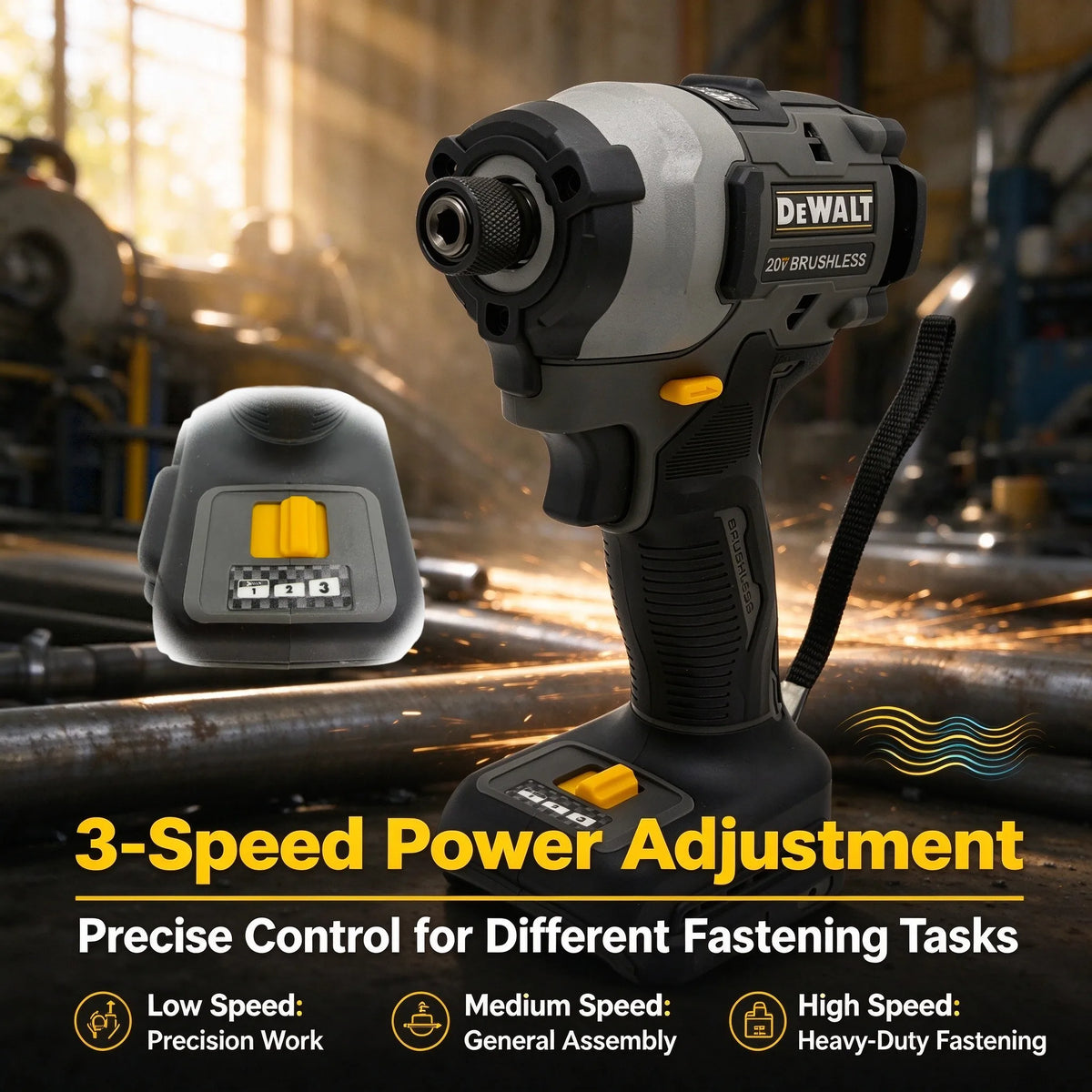 DEWALT DCF85M Brushless Lithium Impact Driver, Multifunctional Variable Speed Electric Screwdriver & Woodworking Drill