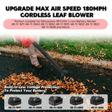 Brushless Leaf Blower for Milwaukee 18V Battery Cordless Jobsite Air Blower 6-Speed Up to 180MPH Vacuum Cleaner (No Battery)